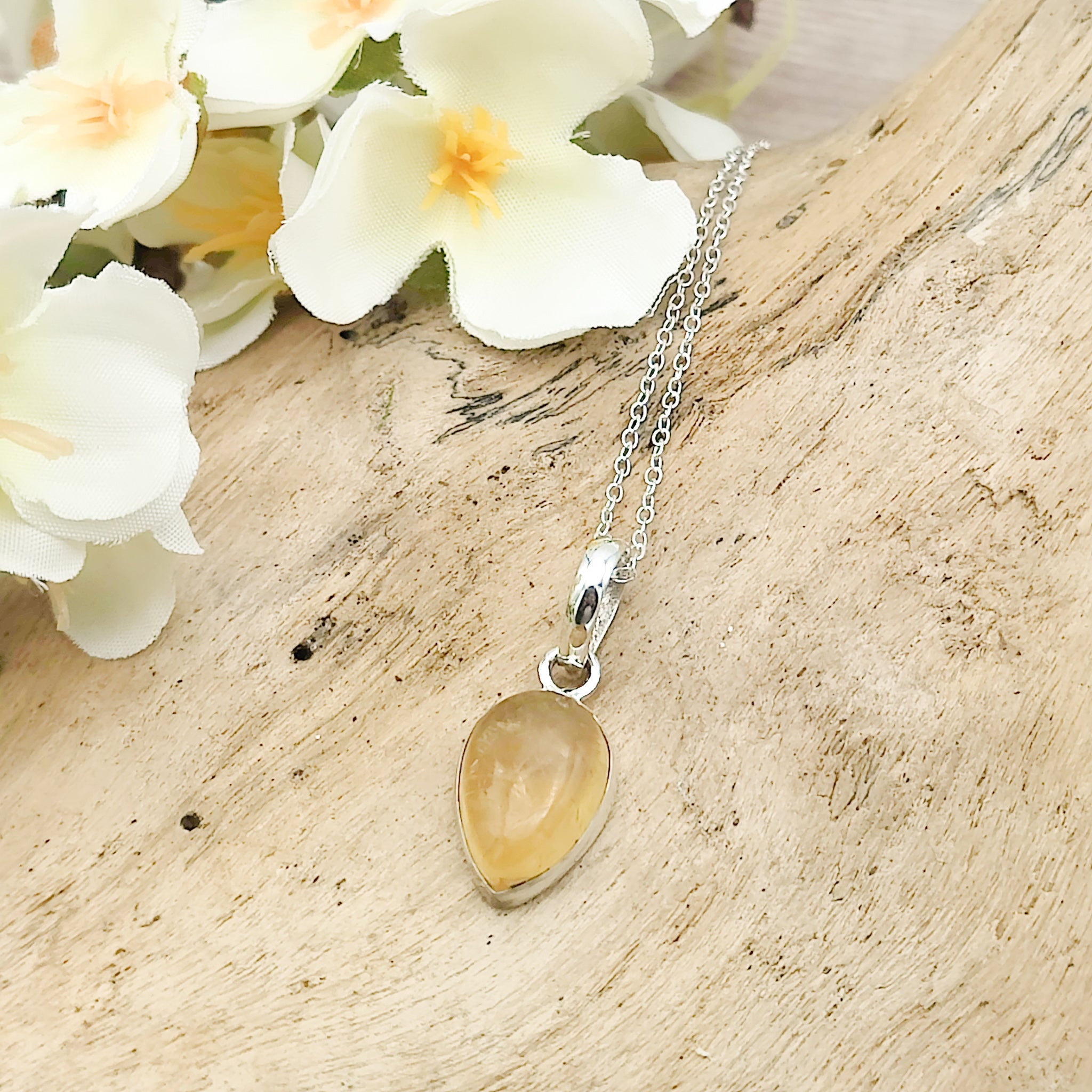 GEMHUB 80 Carat Yellow Citrine Emerald Cut Gemstone Pendant - Sterling Silver Without Chain