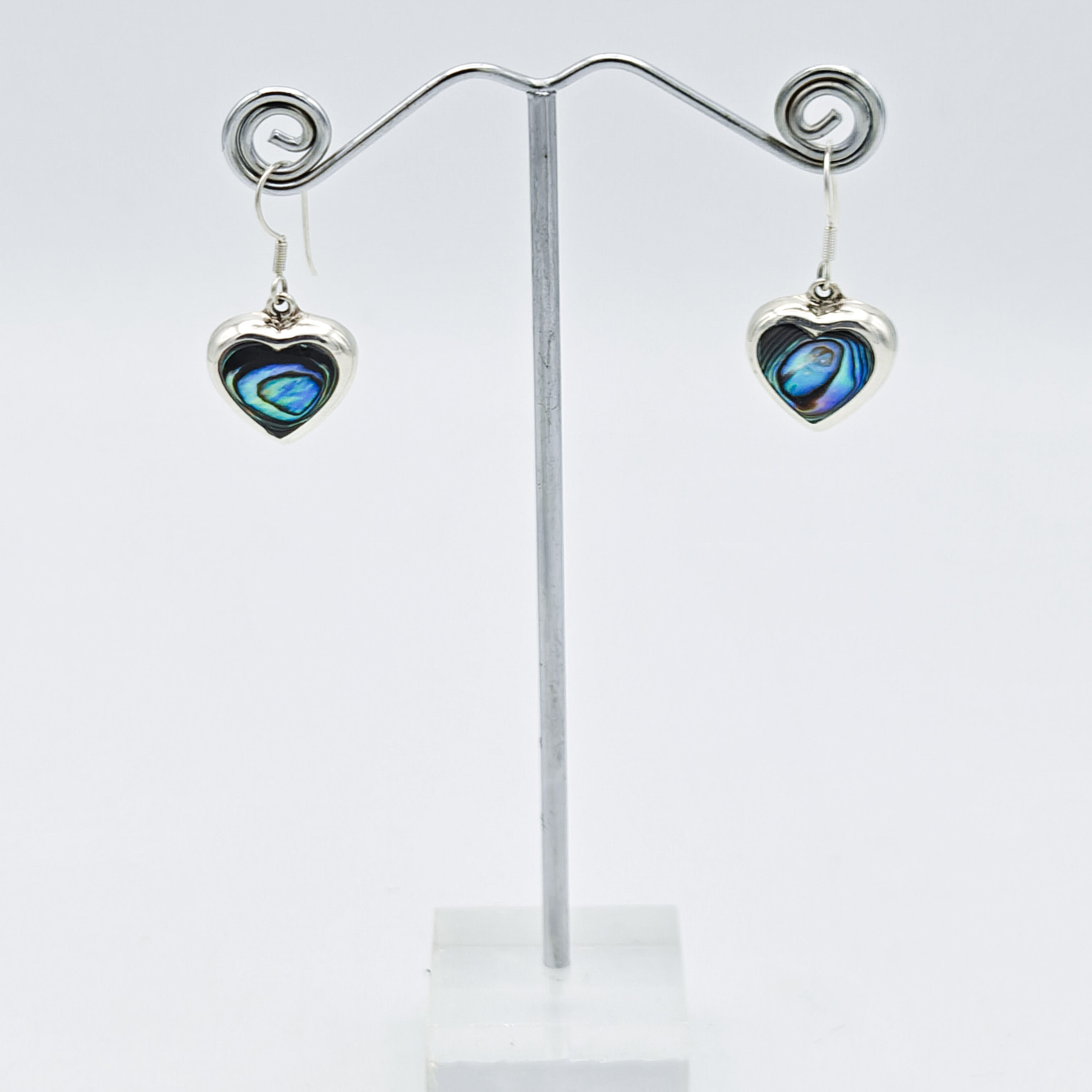 Hepburn and Hughes Abalone Heart Earrings in Sterling Silver | Seashell Gift