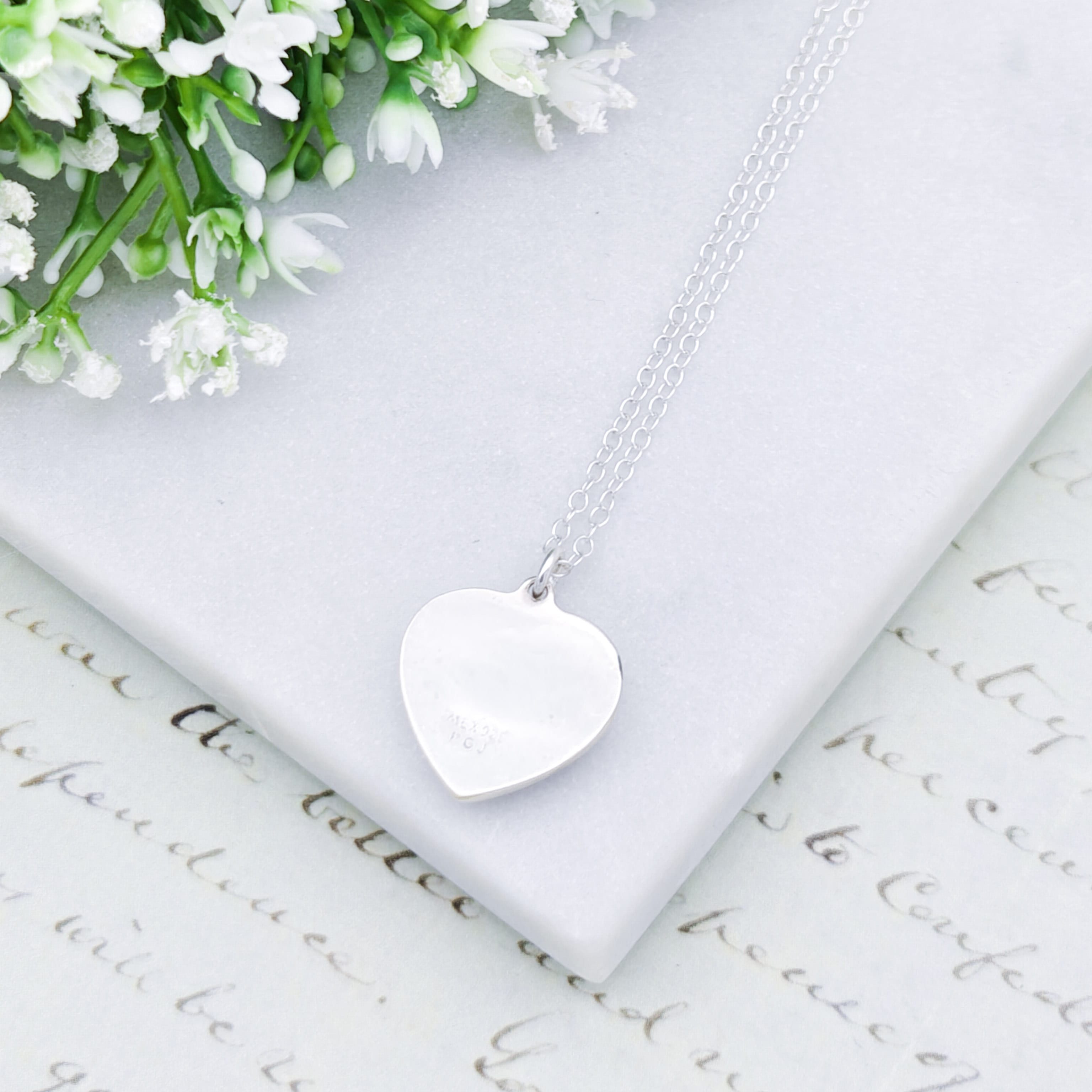 Hepburn and Hughes Abalone Heart Pendant set in sterling silver | 20mm wide | Seashell Gift