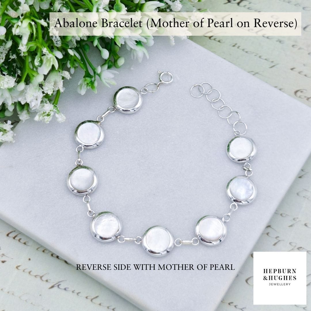 Hepburn and Hughes Abalone Shell Bracelet | Eight Round Shells | Two Styles | Sterling Silver