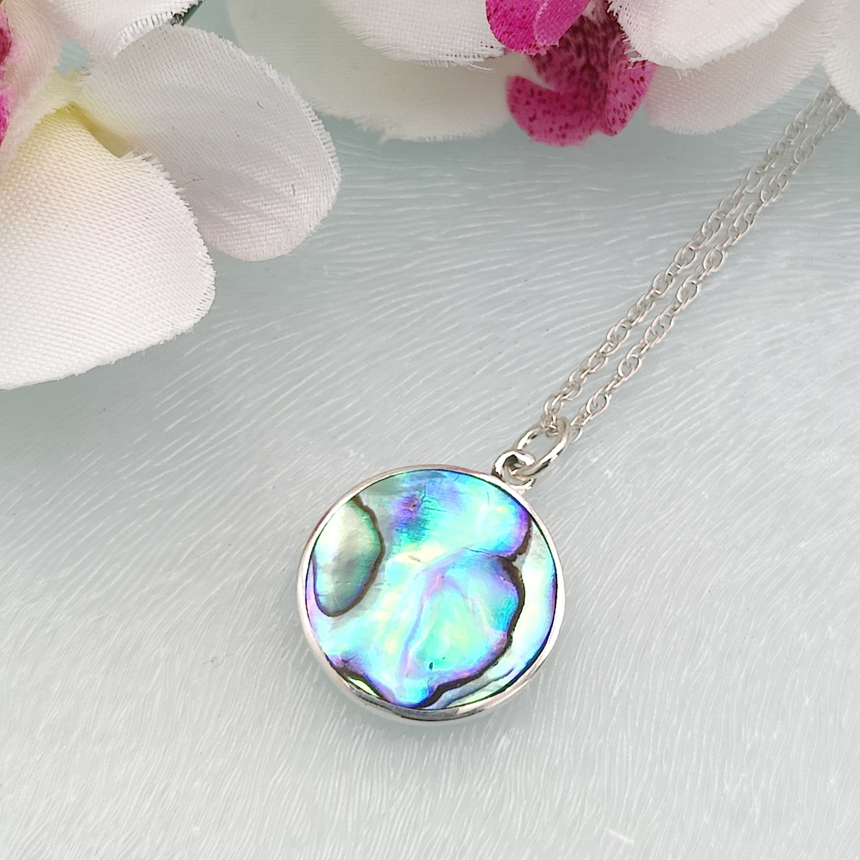 Hepburn and Hughes Abalone Shell Pendant | 20mm Tree of Life | Reversible | Sterling Silver