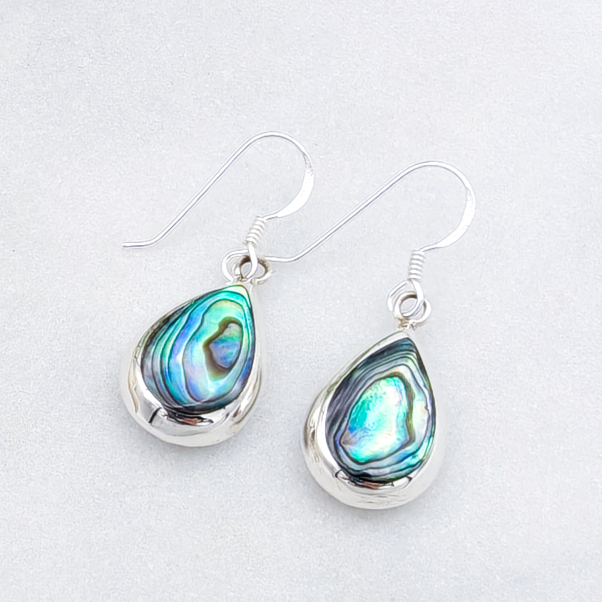 Hepburn and Hughes Abalone Teardrop Earrings | Mother of Pearl on reverse | Seashell Gift | Sterling Silver