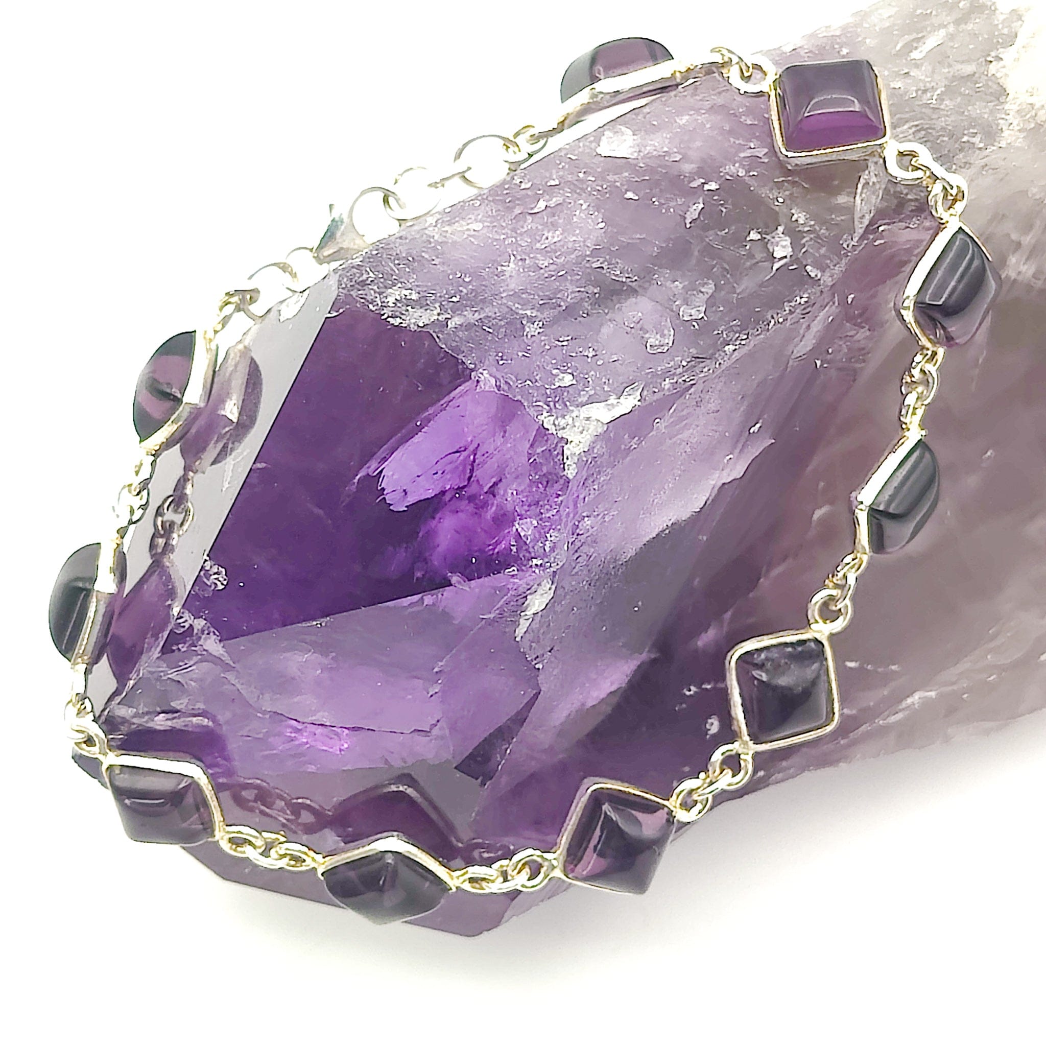 Hepburn and Hughes Amethyst Bracelet | 8mm Squares | February birthstone | Sterling Silver