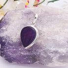 Hepburn and Hughes Amethyst Pendant | 6th Anniversary Gift | 20mm Teardrop | Sterling Silver