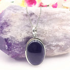 Hepburn and Hughes Amethyst Pendant | February Birthstone | Large Oval | Sterling Silver