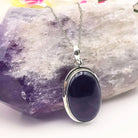 Hepburn and Hughes Amethyst Pendant | February Birthstone | Large Oval | Sterling Silver