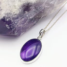 Hepburn and Hughes Amethyst Pendant | February Birthstone | Large Oval | Sterling Silver