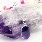 Hepburn and Hughes Amethyst Pendant | February Birthstone | Large Oval | Sterling Silver