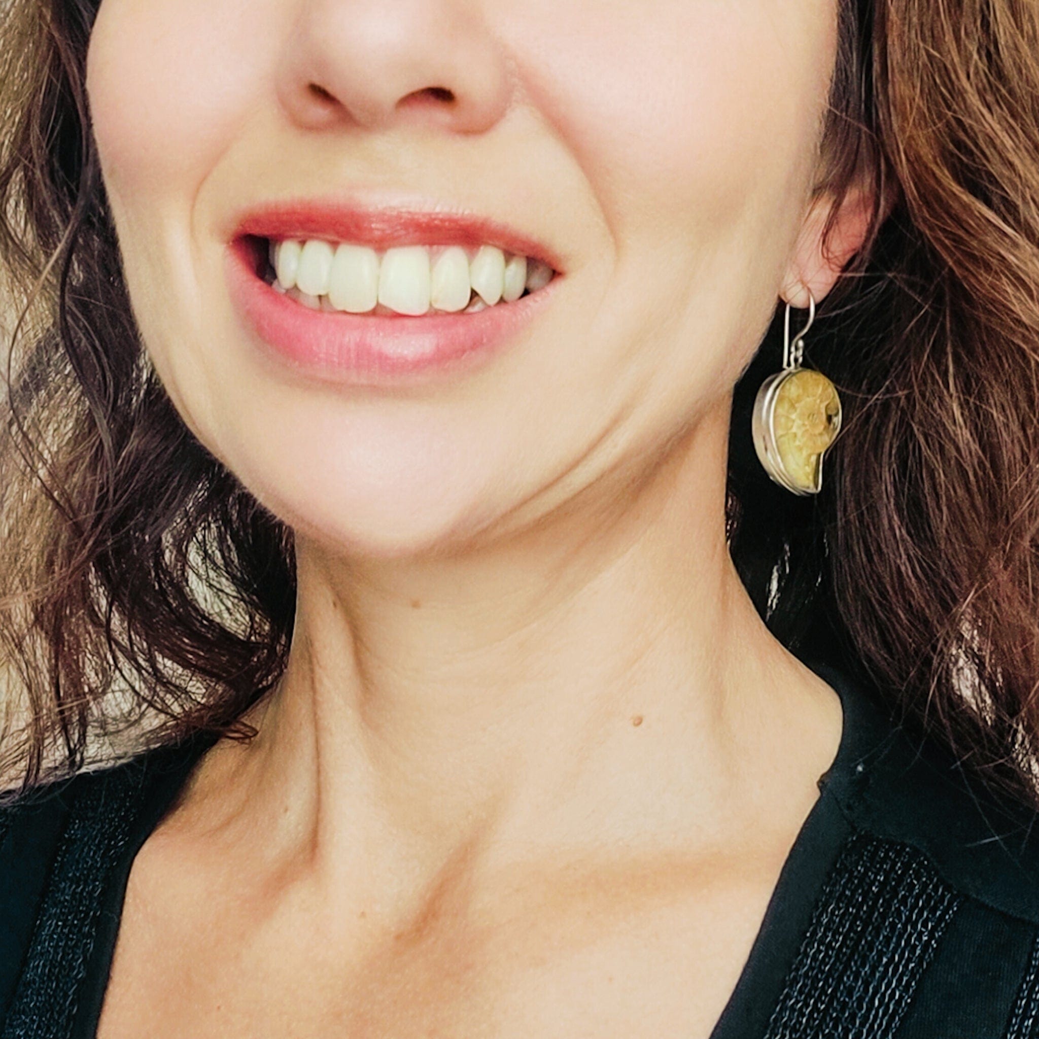 Hepburn and Hughes Ammonite 24mm Earrings | Madagascan Fossil Jewellery | Sterling Silver