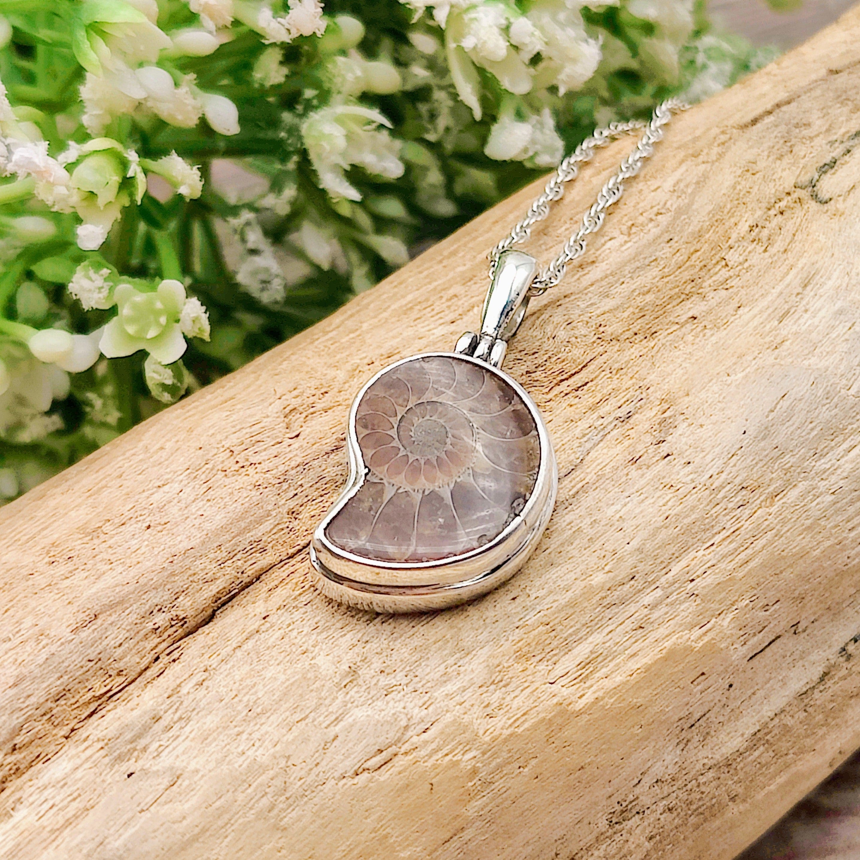 Hepburn and Hughes Ammonite Fossil Pendant | Extra Small Madagascan | Sterling Silver