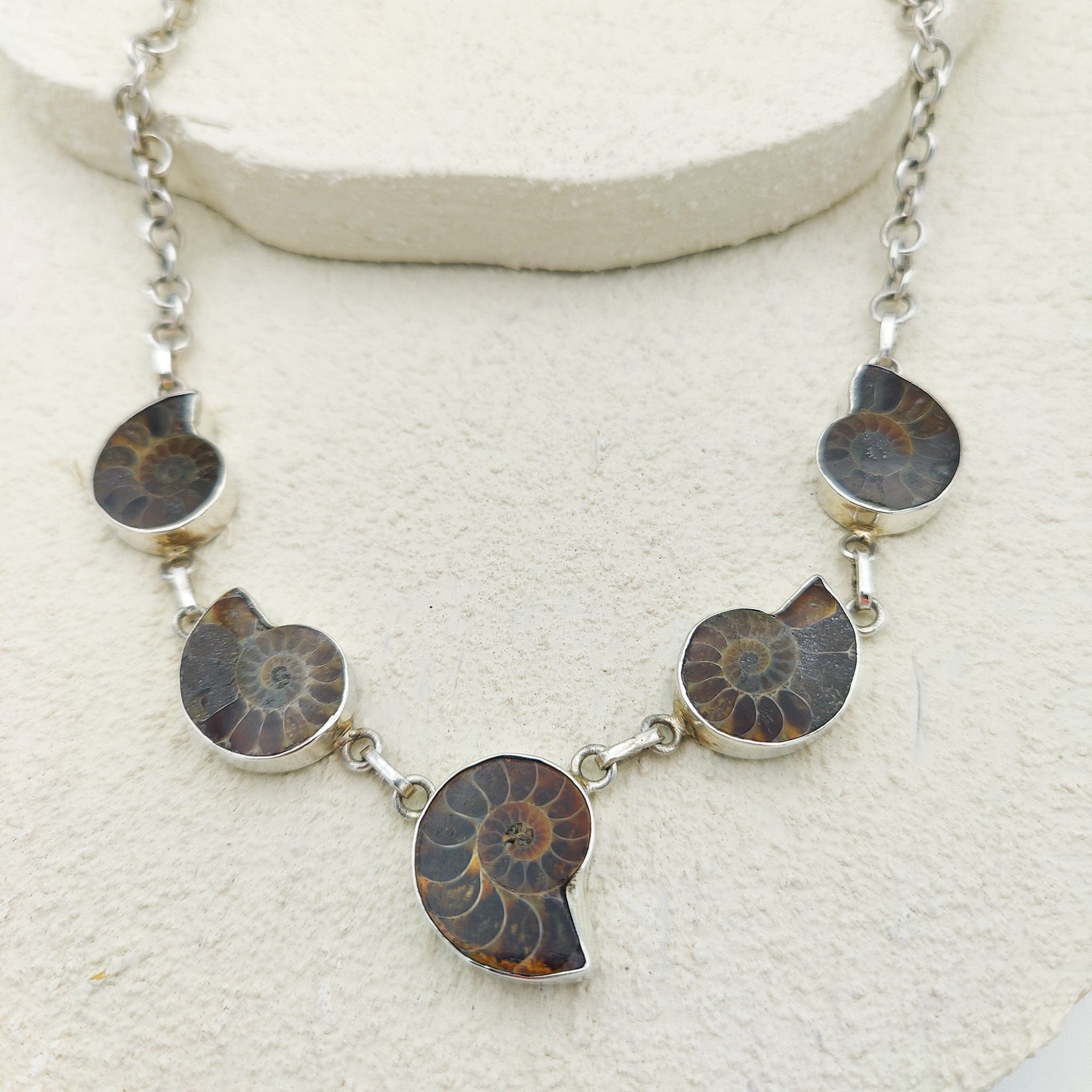 Hepburn and Hughes Ammonite Necklace | Made with Madagascan Fossils | Sterling Silver