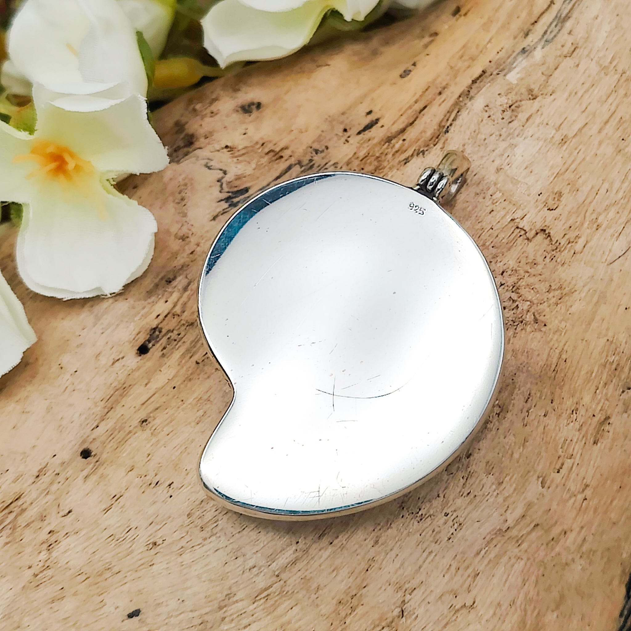 Hepburn and Hughes Ammonite Pendant | 42mm Madagascan Fossil Jewellery | Sterling Silver