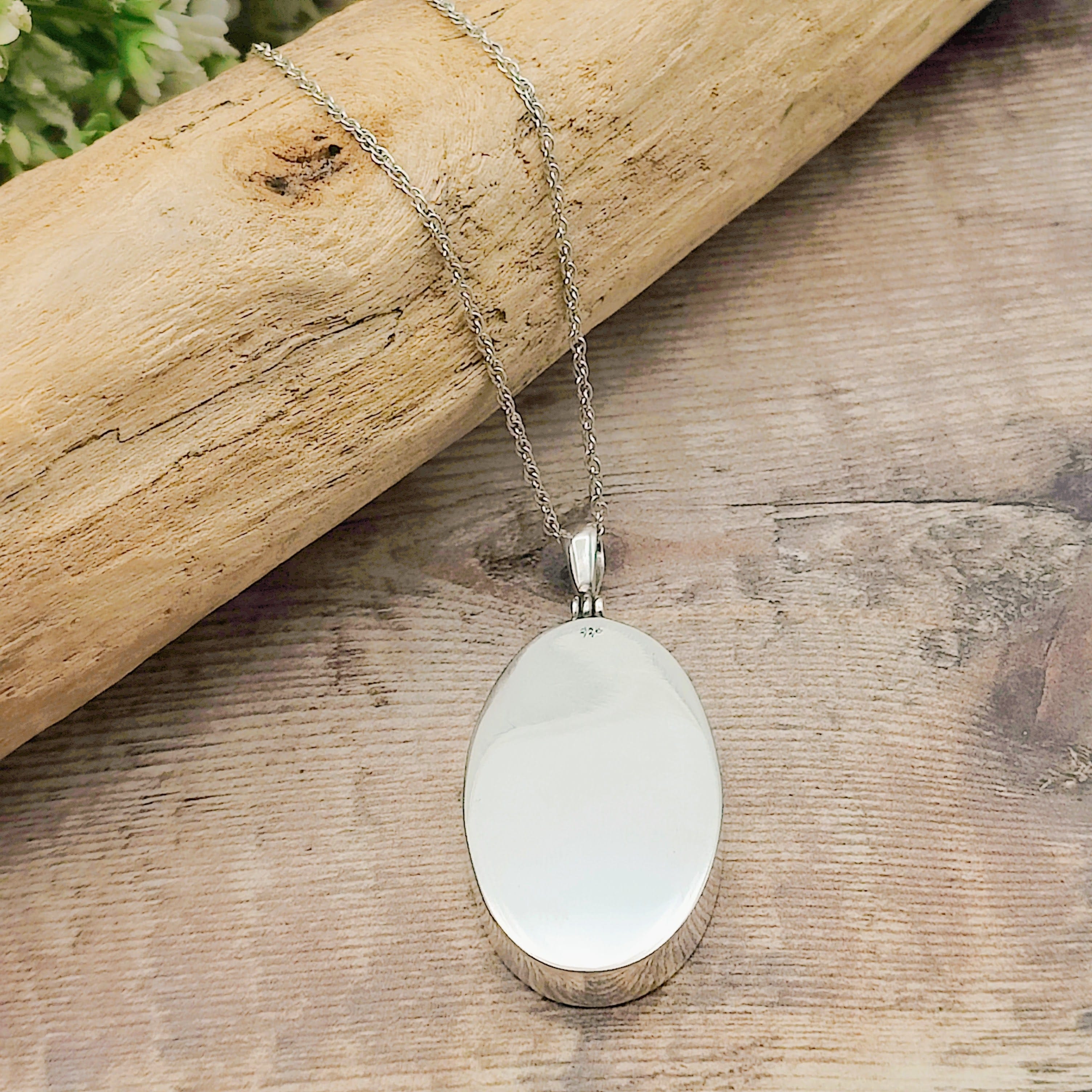 Hepburn and Hughes Ammonite Pendant | Large Oval Fossil Necklace | Four Options | Sterling Silver