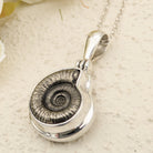 Hepburn and Hughes Ammonite Promicroceras Pendant | 14mm Fossil Necklace | Geology Gift | Sterling Silver