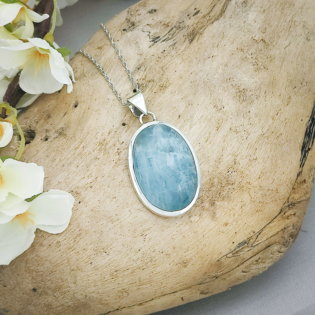 Hepburn and Hughes Aquamarine Pendant | Oval | 19th Anniversary | Sterling Silver