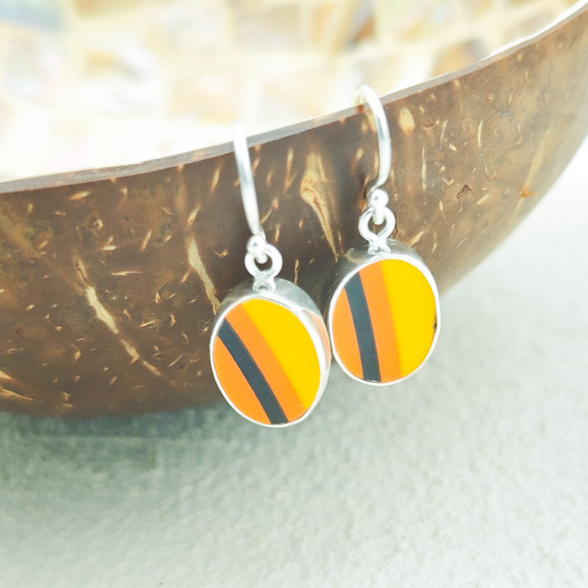 Hepburn and Hughes Art Deco Abstract Earrings in Sterling Silver | Clarice Cliff Pottery | Garden Blue