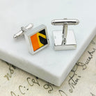 Hepburn and Hughes Art Deco Cufflinks | Clarice Cliff Pottery | Orange, Yellow and Black | Sterling Silver