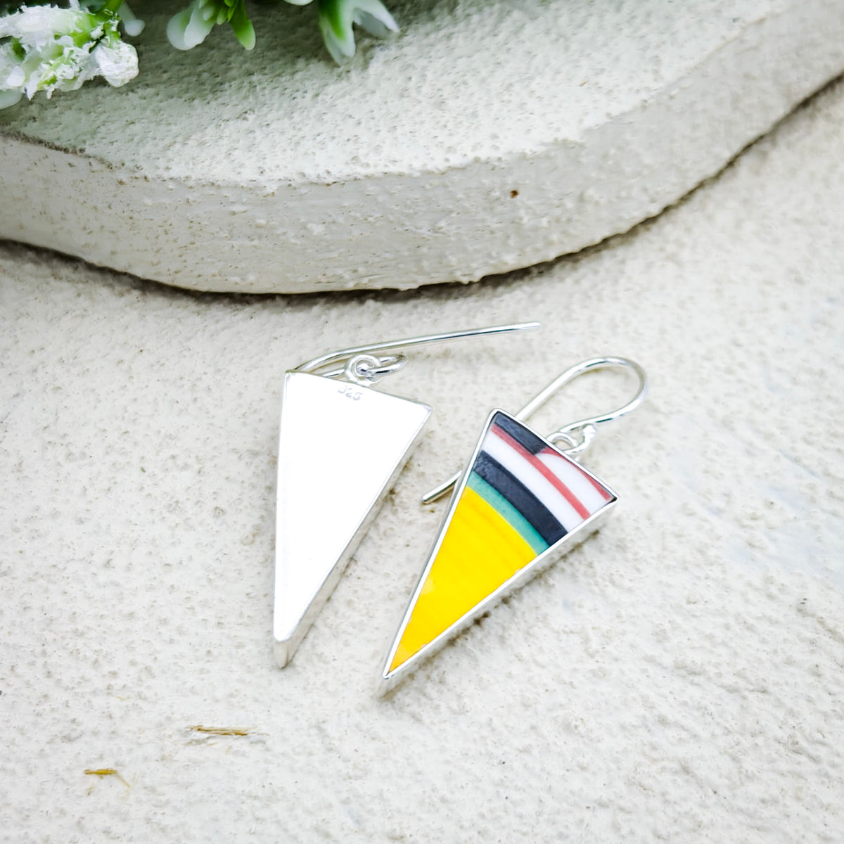 Hepburn and Hughes Art Deco Earrings | Clarice Cliff Ceramics | Two Triangle Options | Sterling Silver