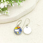 Hepburn & Hughes Art Deco Earrings | Clarice Cliff Ceramics | Yellow, Purple and Black Circles | Sterling Silver