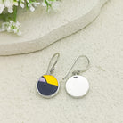 Hepburn & Hughes Art Deco Earrings | Clarice Cliff Ceramics | Yellow, Purple and Black Circles | Sterling Silver