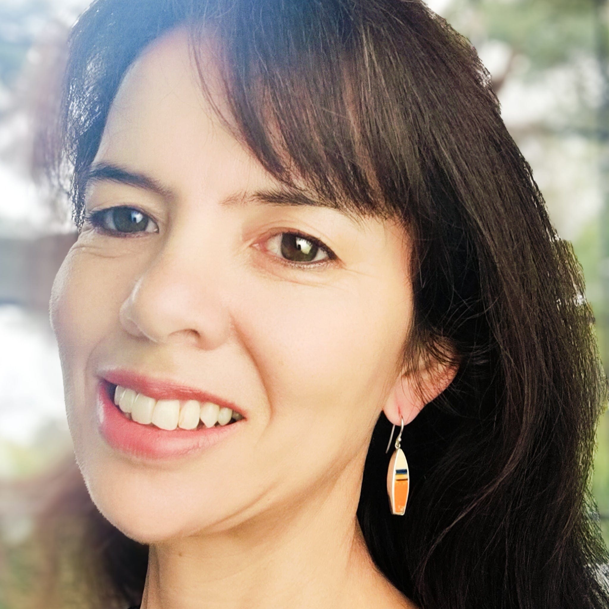 Hepburn and Hughes Art Deco Earrings | Original Clarice Cliff Pottery | Orange | Sterling Silver