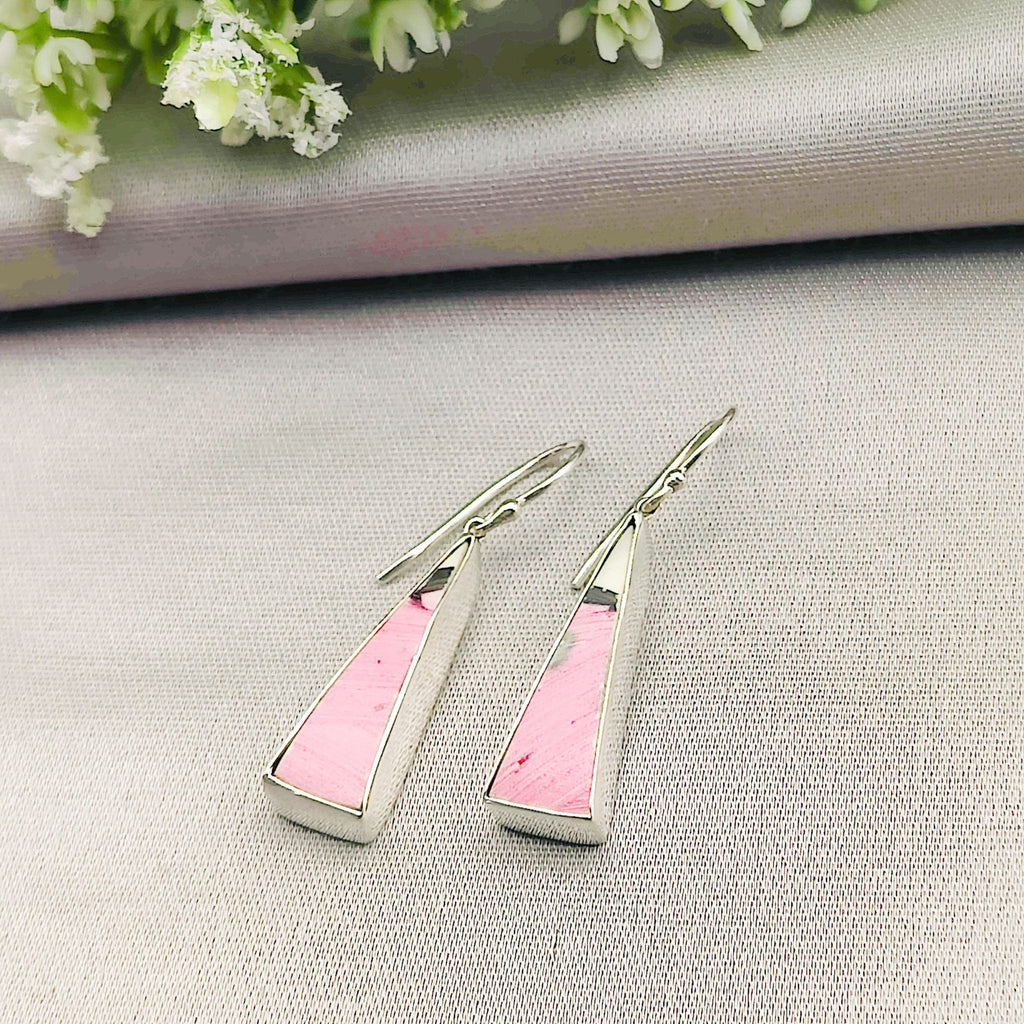 Hepburn and Hughes Art Deco Earrings | Original Clarice Cliff Pottery | Pink | Sterling Silver