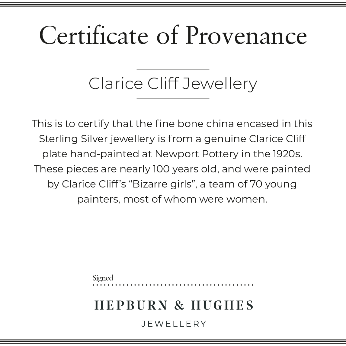 Hepburn and Hughes Art Deco Long Drop Earrings | 42mm length | Original Clarice Cliff Pottery | Sterling Silver