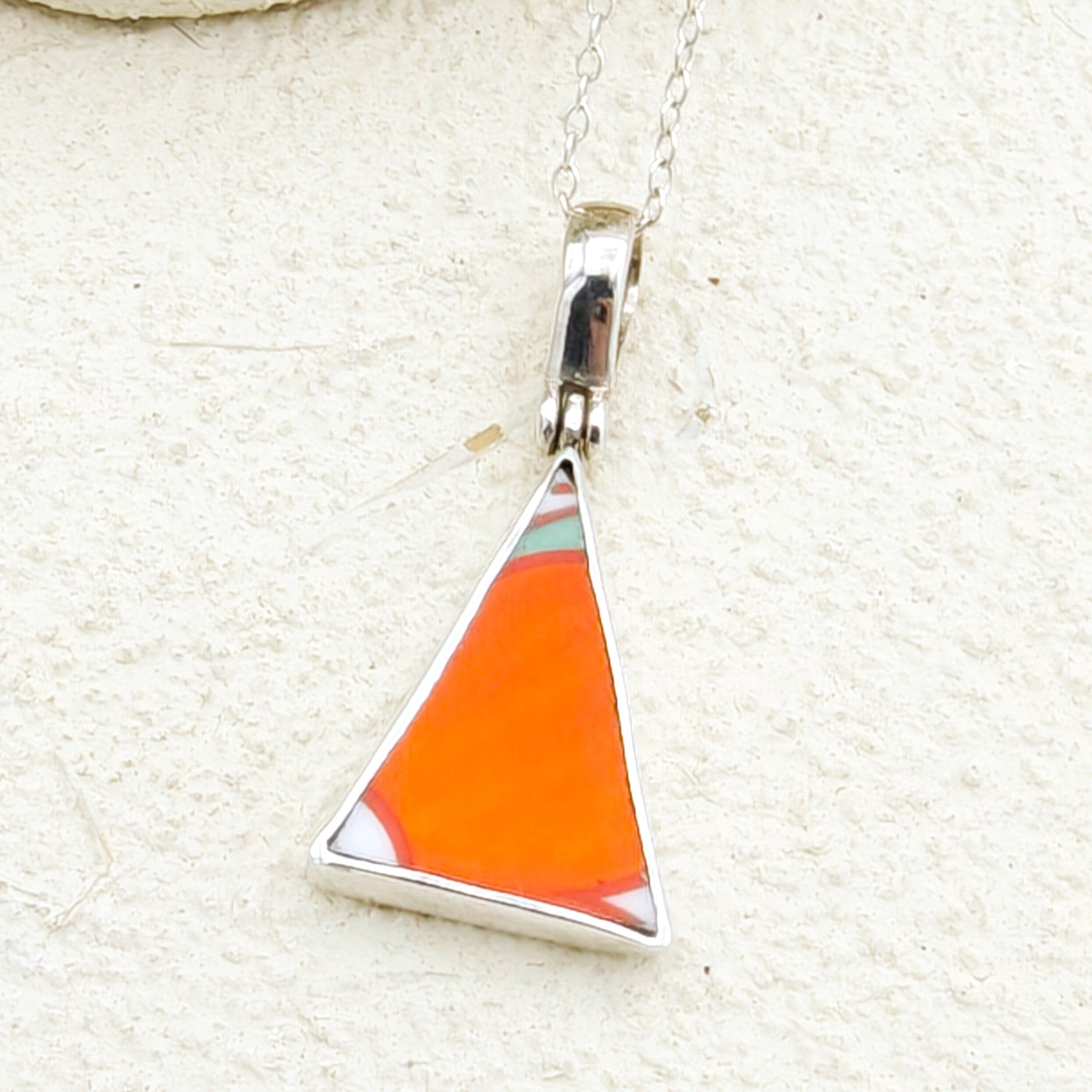 Hepburn and Hughes Art Deco Necklace | Clarice Cliff Pendant | 22mm Triangle | Sterling Silver