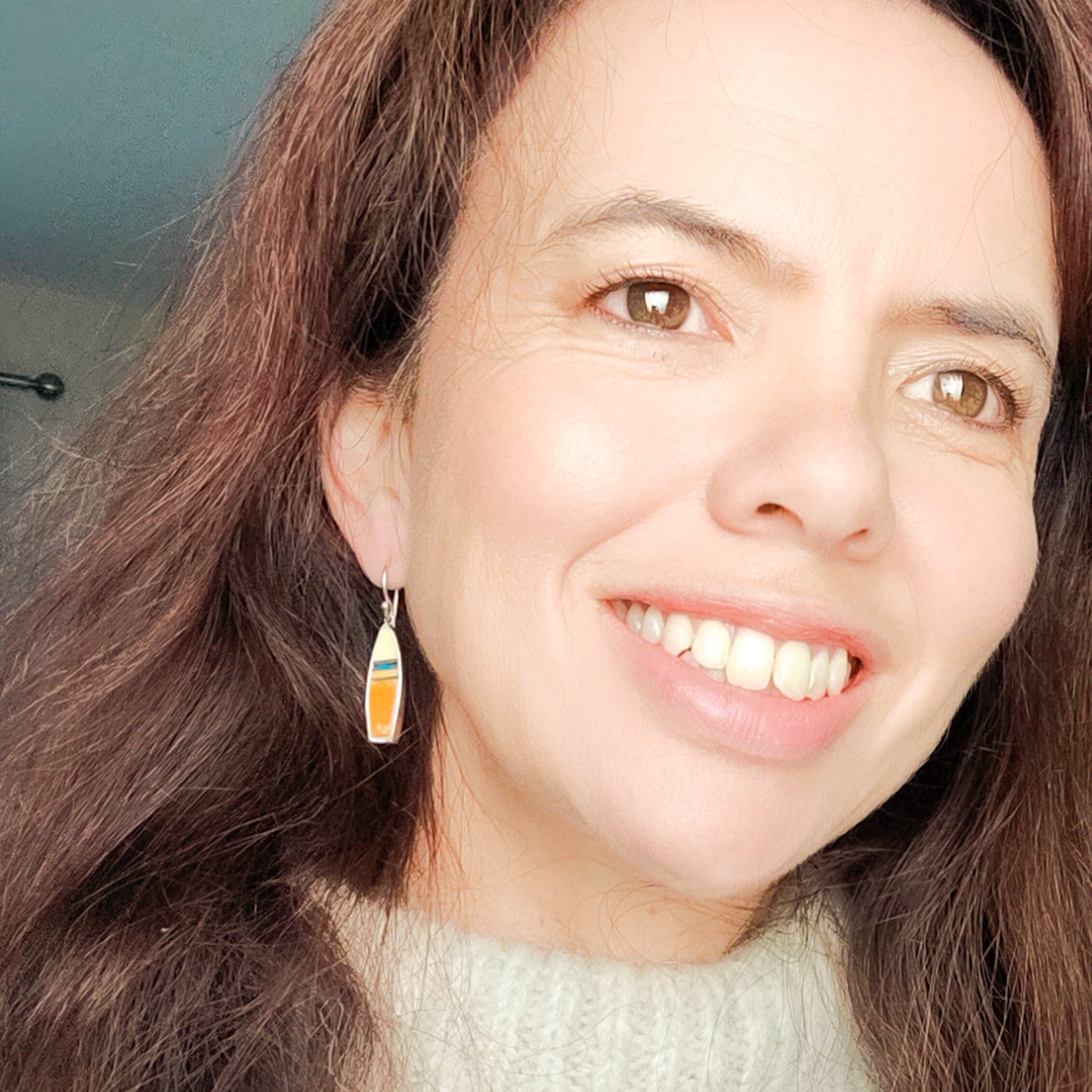 Hepburn and Hughes Art Deco Orange Earrings | Original Clarice Cliff Pottery | 9th Anniversary | Sterling Silver