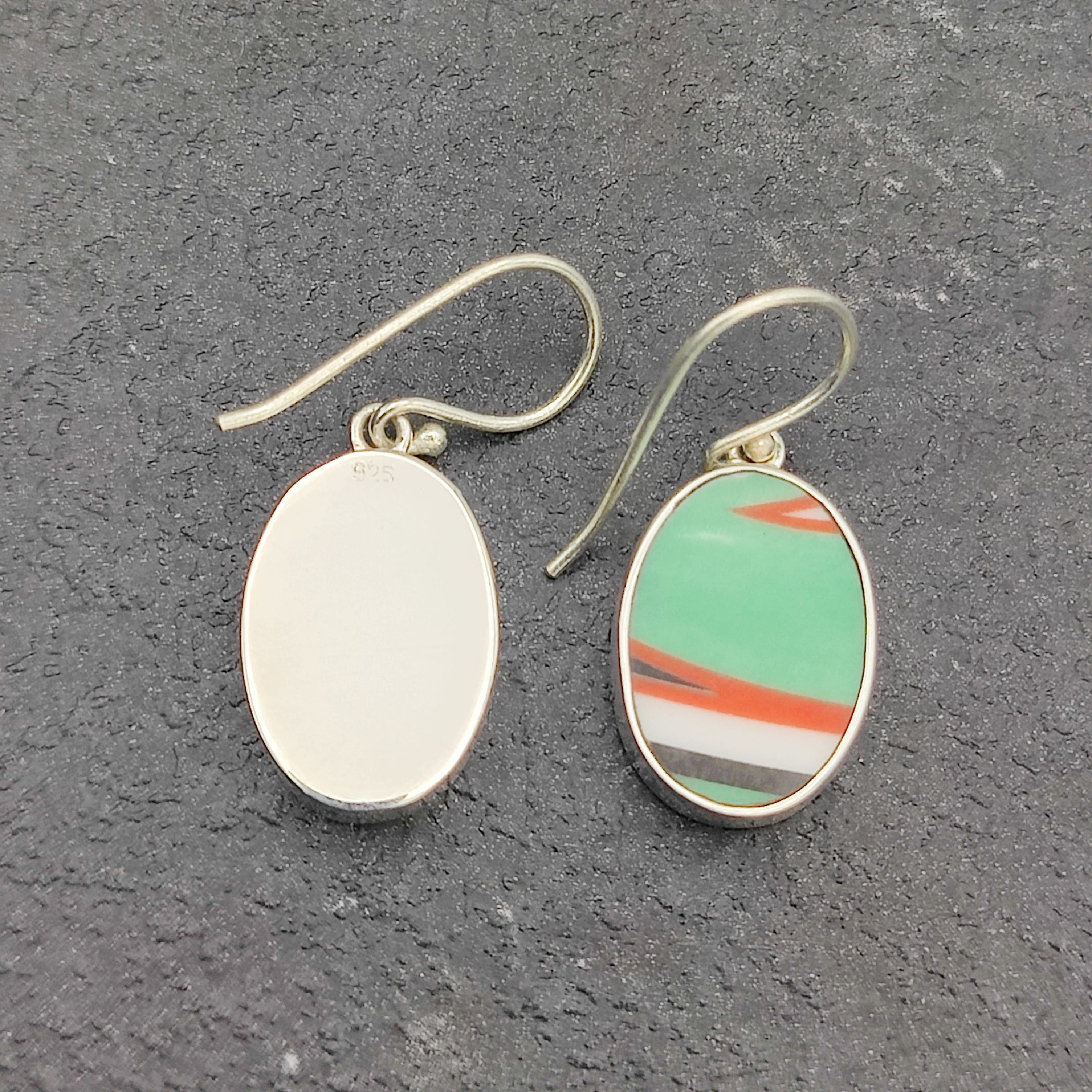 Hepburn and Hughes Art Deco Oval Earrings | Clarice Cliff Ceramics | 3 Options | Sterling Silver