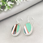 Hepburn and Hughes Art Deco Oval Earrings | Upcycled Clarice Cliff Ceramics | Sterling Silver