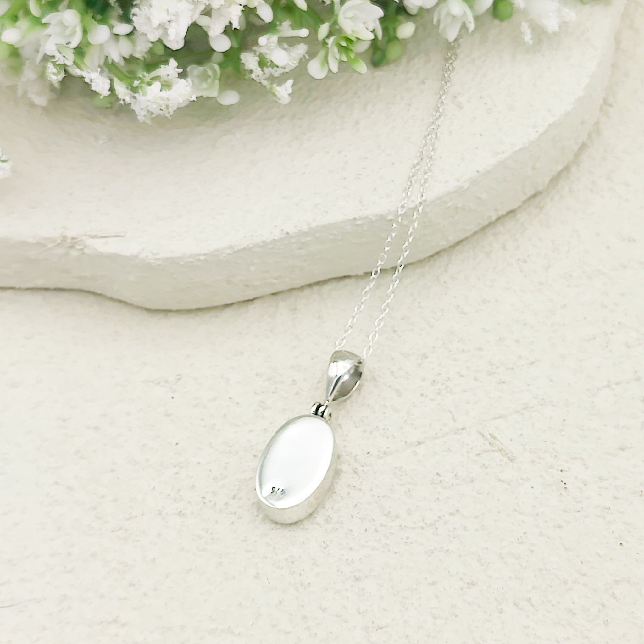 Hepburn and Hughes Art Deco Pendant | 15mm Oval Clarice Cliff Necklace | Sterling Silver