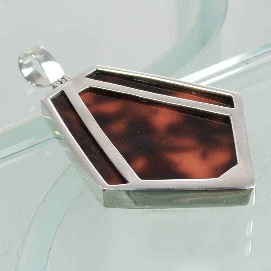 Hepburn and Hughes Art Deco Pendant | Black Pentagon | Sterling Silver and Black Resin