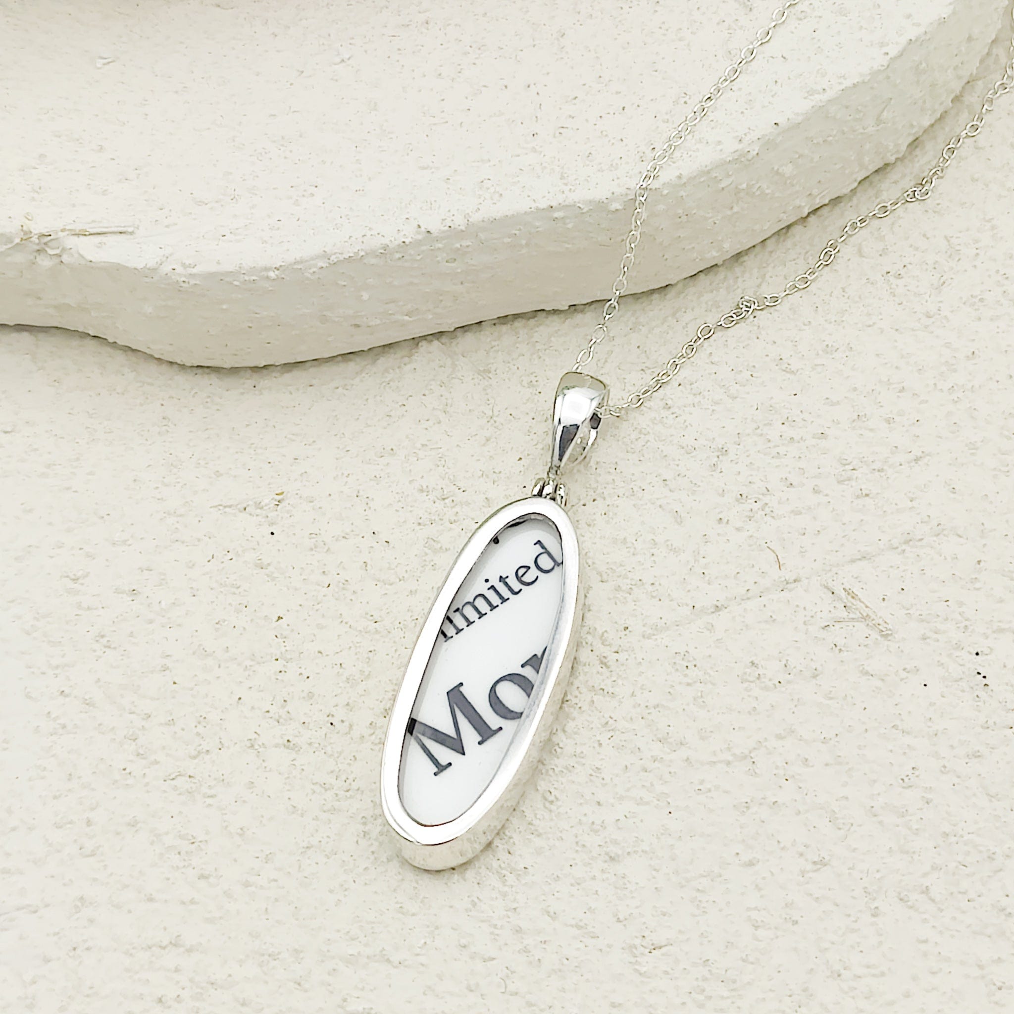 Hepburn and Hughes Art Deco Pendant | Clarice Cliff Pottery | 35mm x 12mm Oval |  Sterling Silver