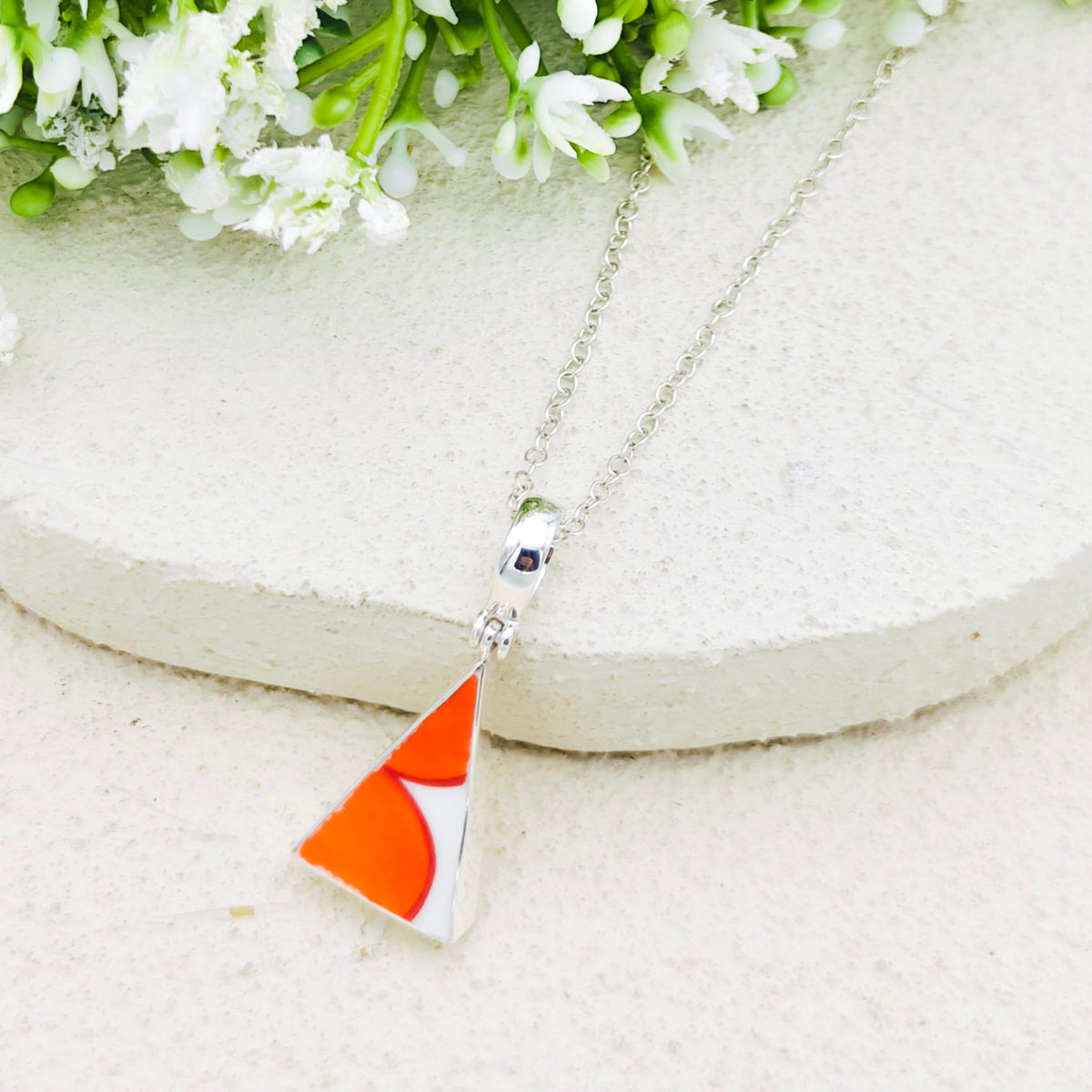 Hepburn and Hughes Art Deco Pendant | Clarice Cliff Sterling Silver Necklace | Ceramics Gift