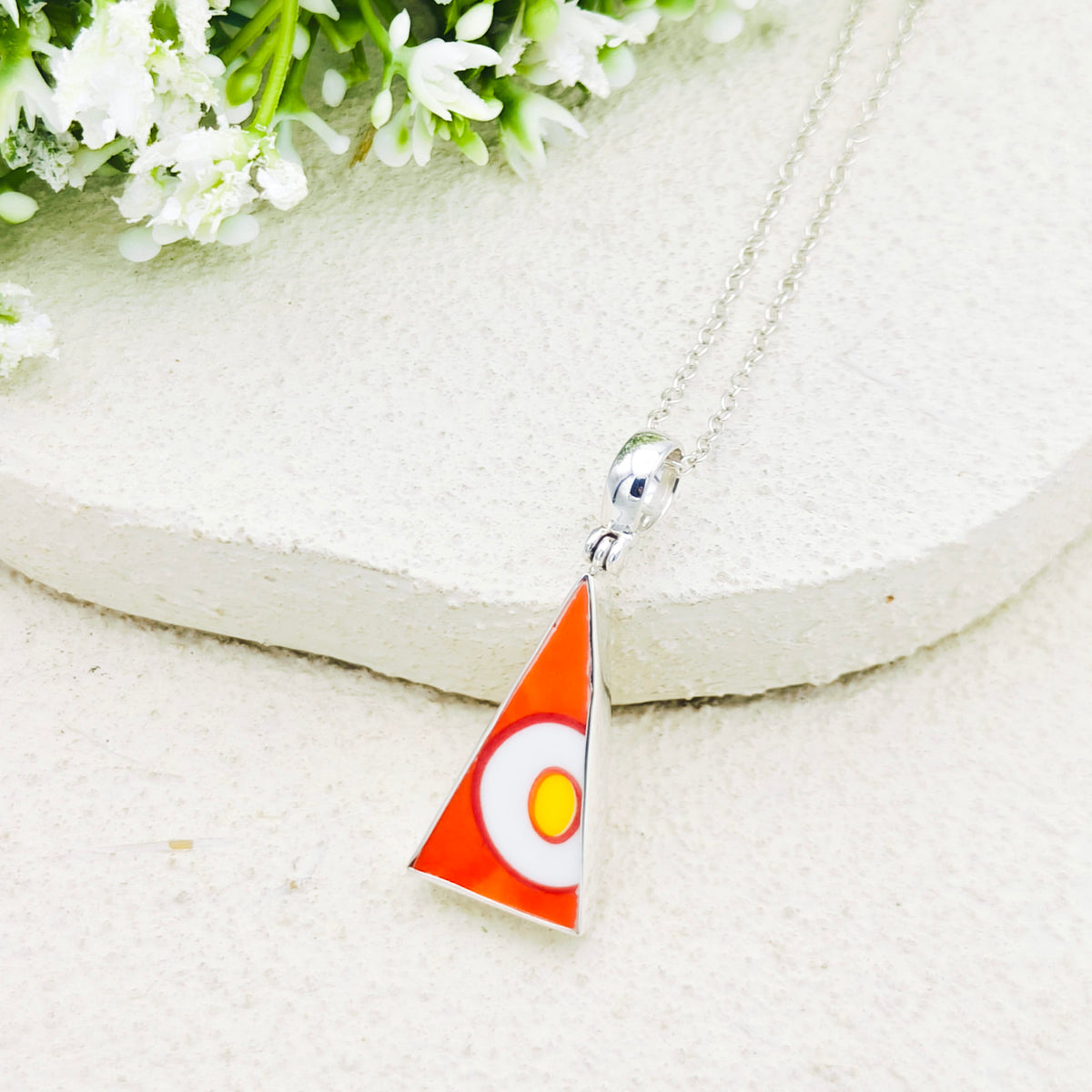 Hepburn and Hughes Art Deco Pendant | Clarice Cliff Sterling Silver Necklace | Ceramics Gift