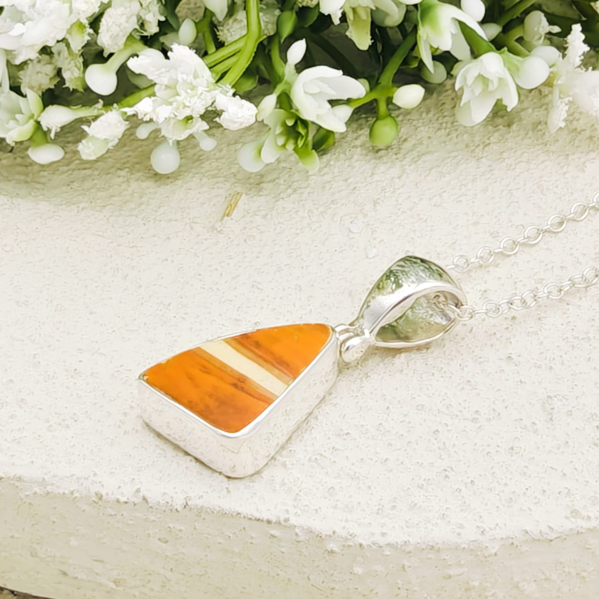 Hepburn and Hughes Art Deco Pendant in Sterling Silver | Original Clarice Cliff | Pottery Gift
