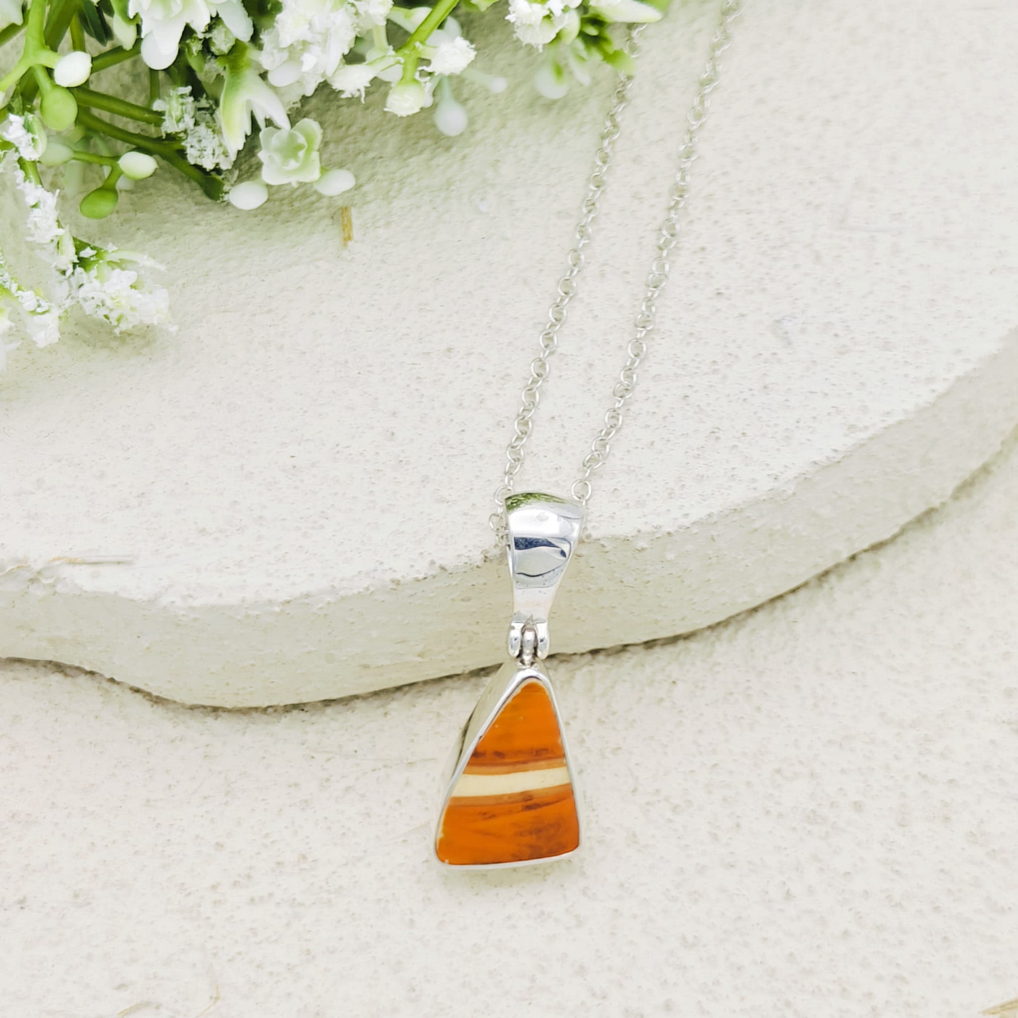 Hepburn and Hughes Art Deco Pendant in Sterling Silver | Original Clarice Cliff | Pottery Gift