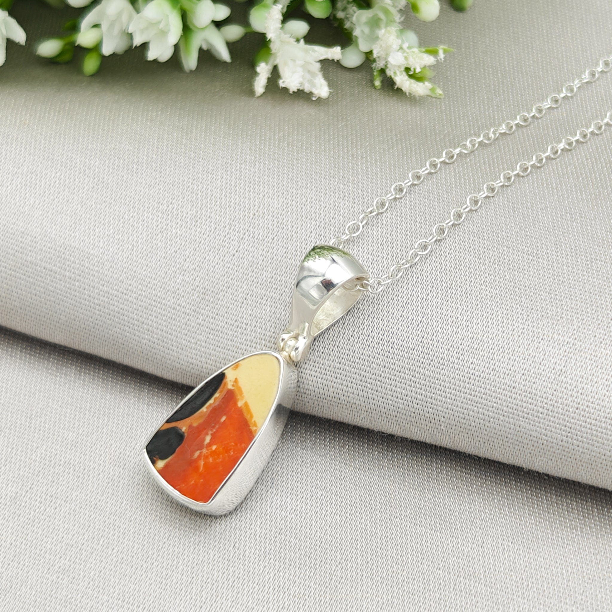 Hepburn and Hughes Art Deco Pendant | Original Clarice Cliff Pottery | 20mm Abstract | Sterling Silver