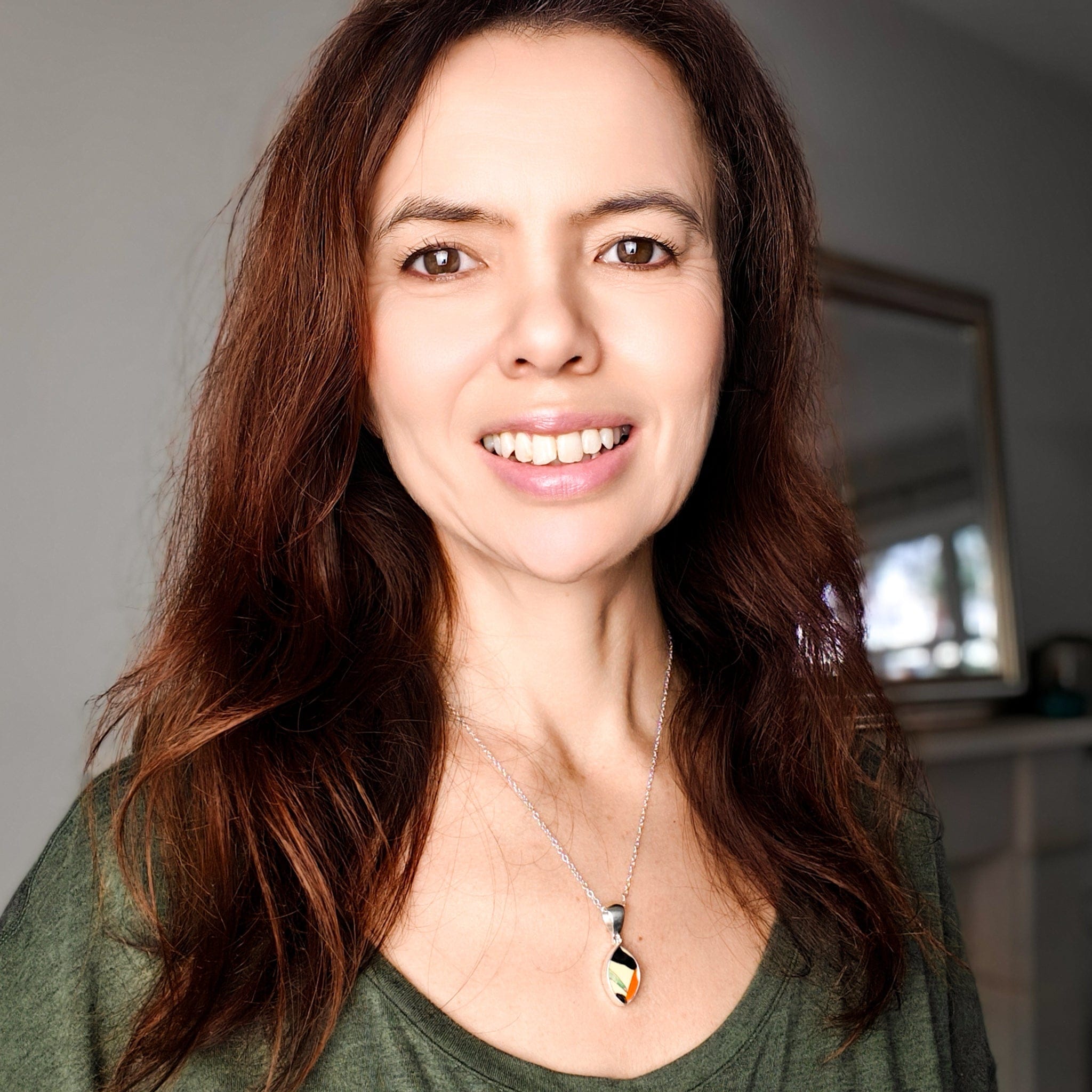 Hepburn and Hughes Art Deco Pendant | Original Clarice Cliff Pottery | 20mm Abstract | Sterling Silver