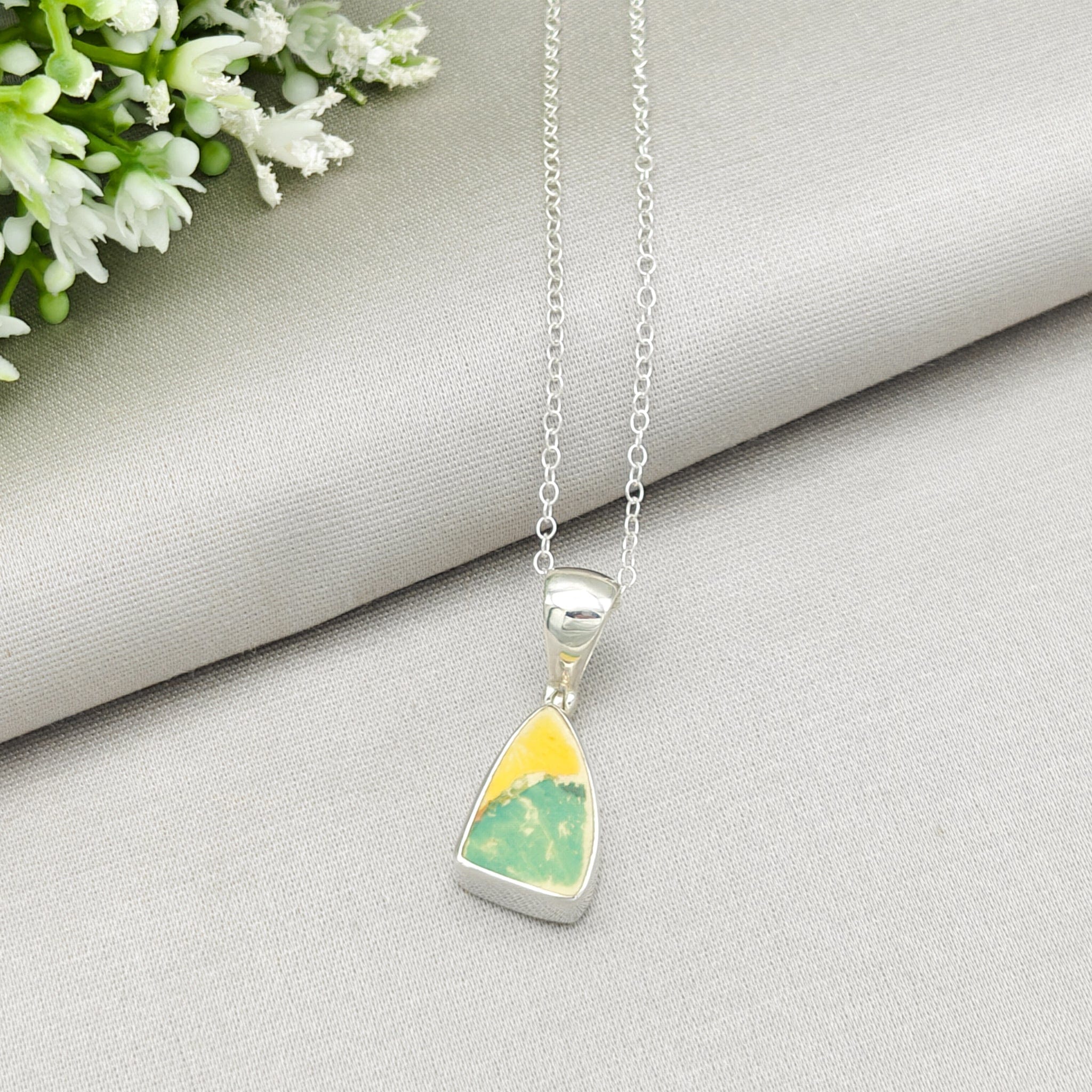 Hepburn and Hughes Art Deco Pendant | Original Clarice Cliff Pottery | 20mm Abstract | Sterling Silver