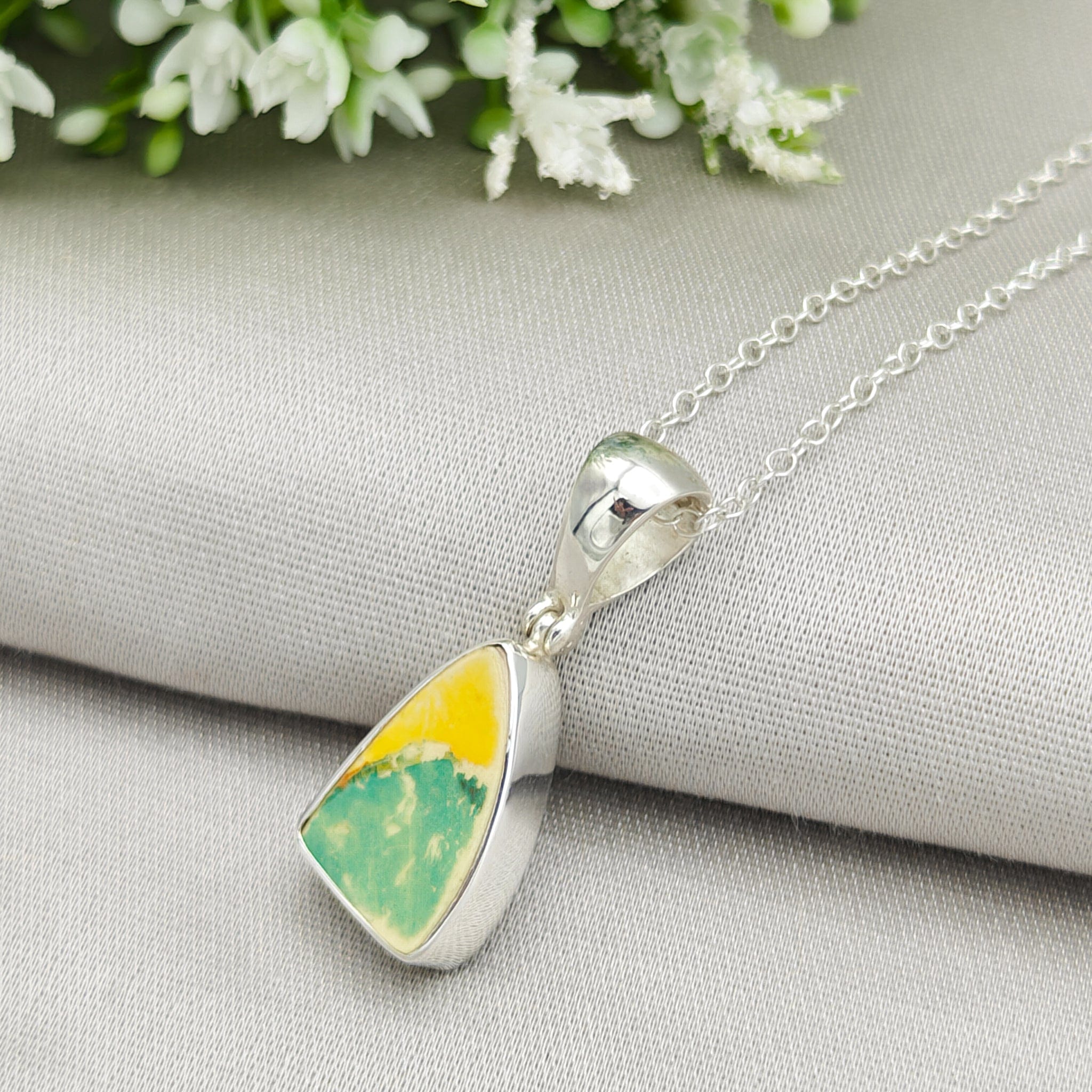 Hepburn and Hughes Art Deco Pendant | Original Clarice Cliff Pottery | 20mm Abstract | Sterling Silver