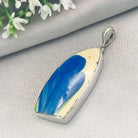 Hepburn and Hughes Art Deco Pendant | Original Clarice Cliff Pottery | Blue Abstract | Sterling Silver