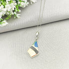 Hepburn and Hughes Art Deco Pendant | Original Clarice Cliff Pottery | Blue Triangle | Sterling Silver