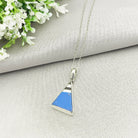 Hepburn and Hughes Art Deco Pendant | Original Clarice Cliff Pottery | Blue Triangle | Sterling Silver