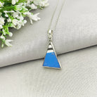 Hepburn and Hughes Art Deco Pendant | Original Clarice Cliff Pottery | Blue Triangle | Sterling Silver