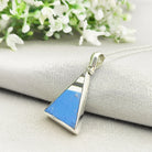 Hepburn and Hughes Art Deco Pendant | Original Clarice Cliff Pottery | Blue Triangle | Sterling Silver