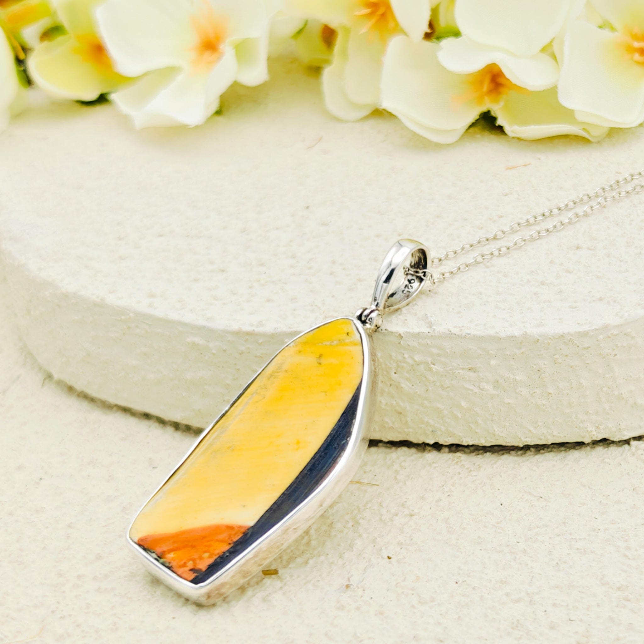 Hepburn and Hughes Art Deco Pendant | Original Clarice Cliff Pottery | Brown and Red Designs | Sterling Silver