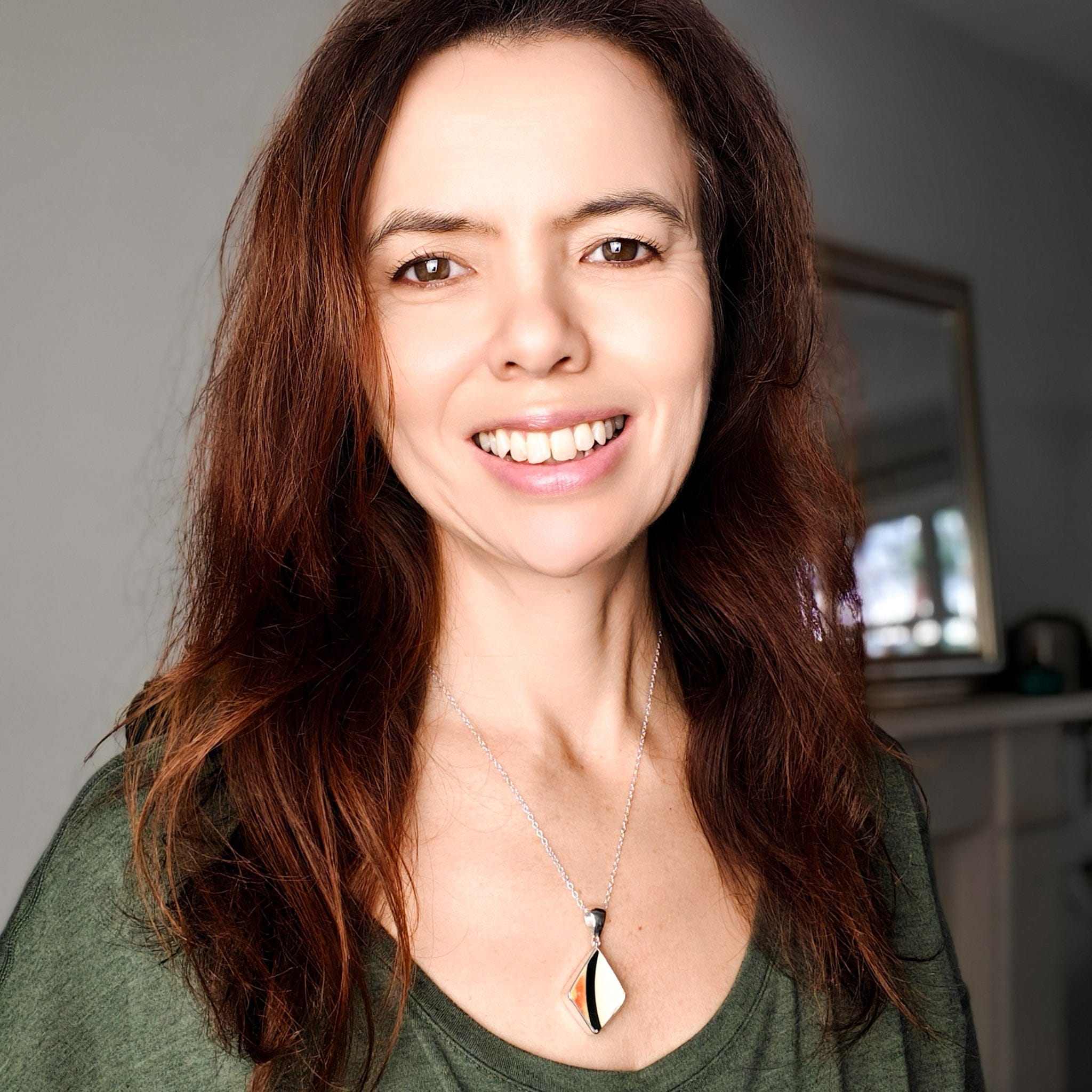 Hepburn and Hughes Art Deco Pendant | Original Clarice Cliff Pottery | Diamond | Sterling Silver