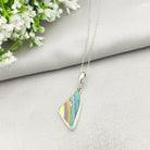 Hepburn and Hughes Art Deco Pendant | Original Clarice Cliff Pottery | Green, Orange and Yellow Designs | Sterling Silver